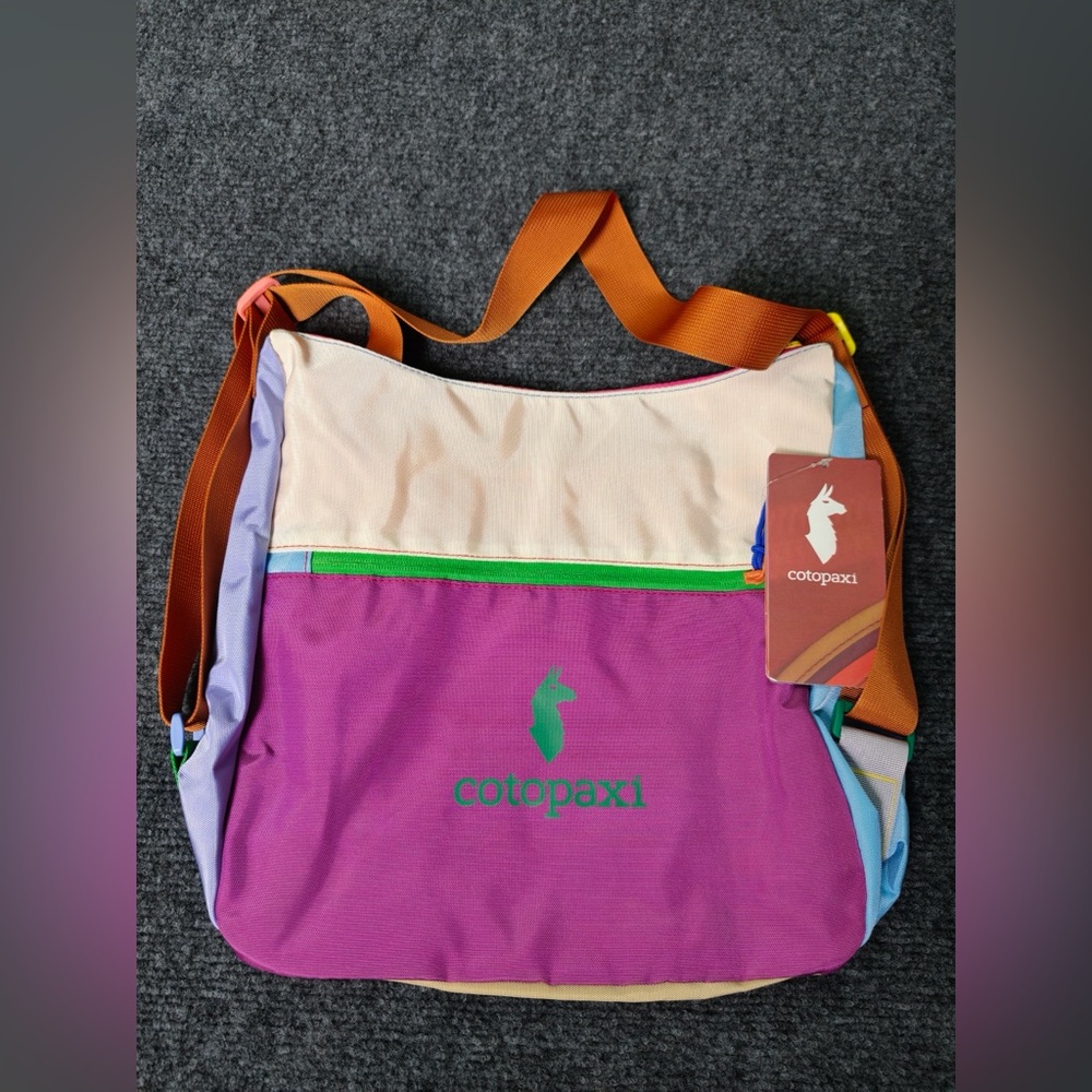 cotopaxi Purple, Cream & Orange Crossbody Bag with Green Logo